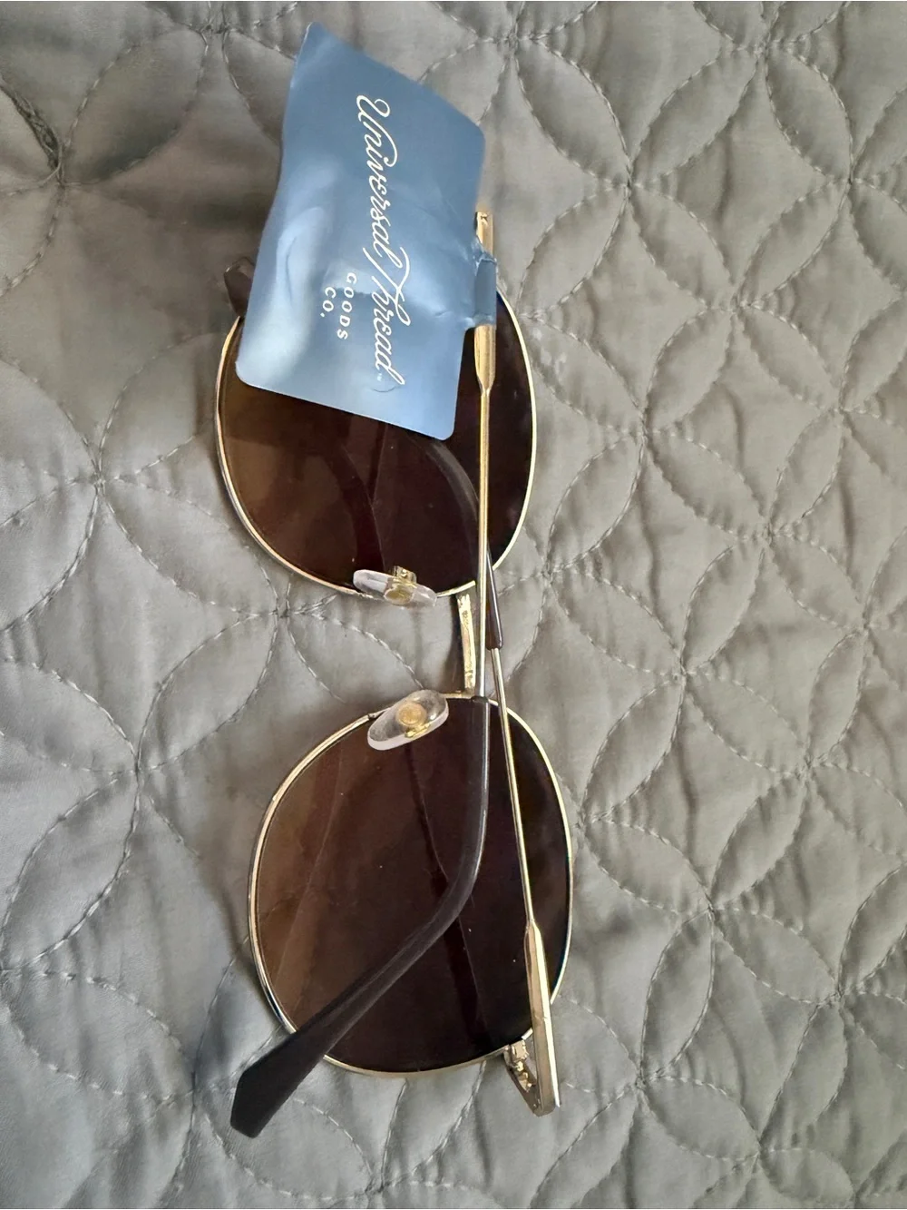 Universal Thread Gold Round Sunglasses with Brown Lenses
